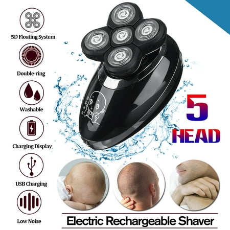 5 in 1 Men Bald Head Shaver Beard Razor Cordless Hair Grooming Trimmer Clipper Wet & Dry Shaver OR 1 PC Replacement Shaver (Best Wet Dry Electric Shaver For Bald Head)