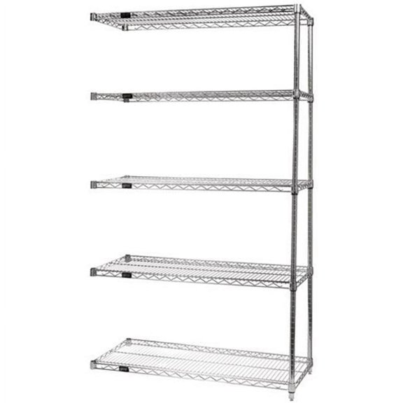 Quantum Storage AD54-1272C-5 5-Shelf Chrome Wire Shelving Add-On Unit - 12 x 72 x 54 in.