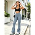 thumbnail image 4 of DENTOYOU Women's Flared Yoga Leggings High Waist Flared Pants Butt Lifting Daily Fitness Sports Leggings Light Blue/White L, 4 of 6