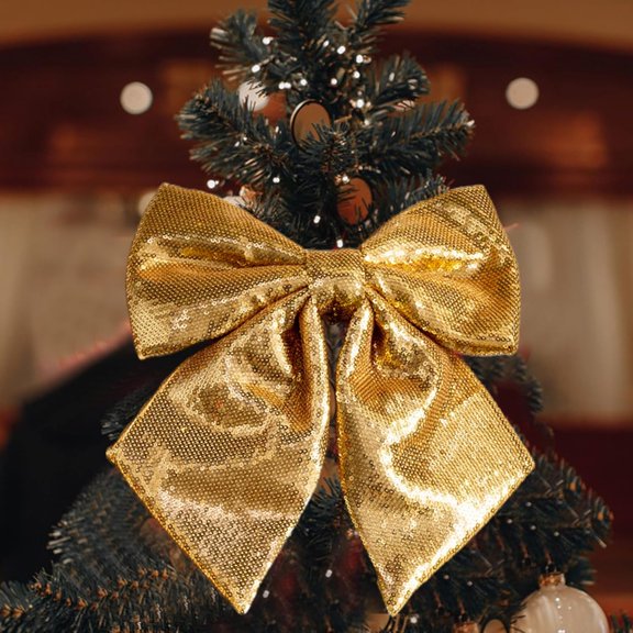 Large Sequin Bow Tree Topper, 12''x10'' Pink Glitter Bow Christmas Ornaments, Decorative Bow for Christmas Tree Wreath Garland Fireplace Holiday Valentine's Day DIY Crafts (Pink)