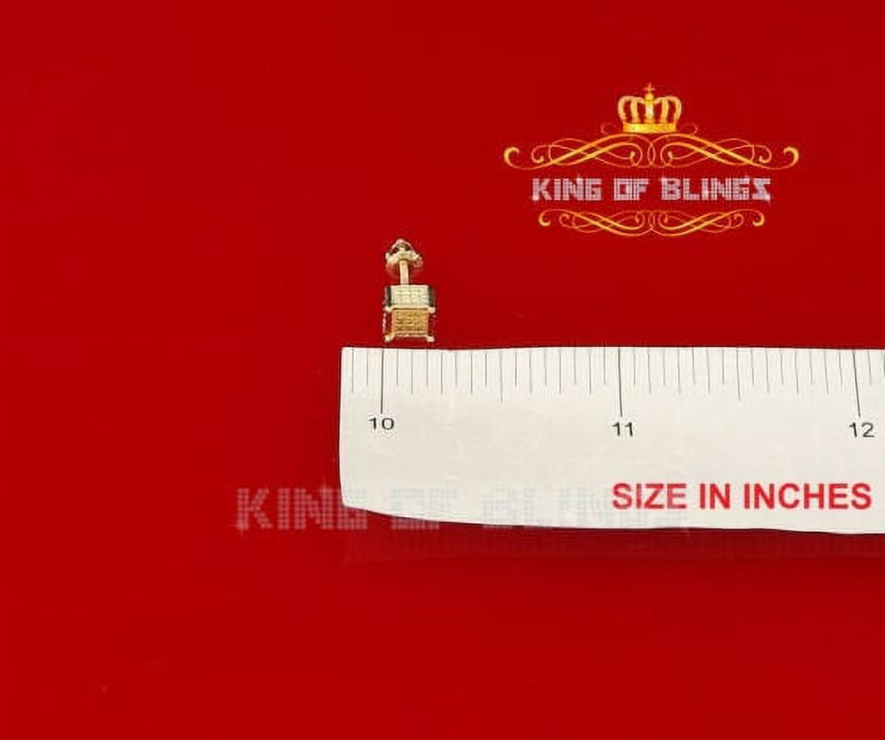 King of Bling's 0.05ct Diamond 925 Sterling Silver Yellow Stud Gents / Ladies Square Earrings