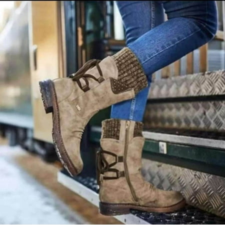 

Tuscom boots for women Autumn And Winter Outdoor Woolen Yarn Snow Boots Back Strap Plus Size Boots Women cowboy boots for women