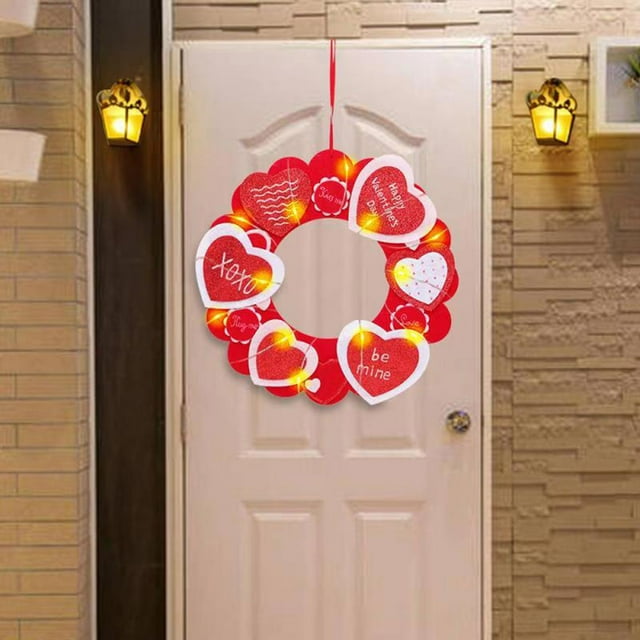 Valentine's Day LED light Heart Wreath Door Wall Hanger