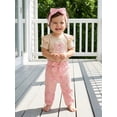 thumbnail image 4 of BemeyourBBs Preemie Newborn Baby Girl Little Sister Outfit Cute Infant Baby Girls Spring Summer Fall Clothes 0 3 6 Months Bow Ribbed Short Sleeve Romper Pants and Headband 3pcs Set, 4 of 9