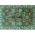 thumbnail image 1 of Ahgly Company Machine Washable Indoor Rectangle Persian Turquoise Blue Traditional Area Rugs, 8' x 10', 1 of 4