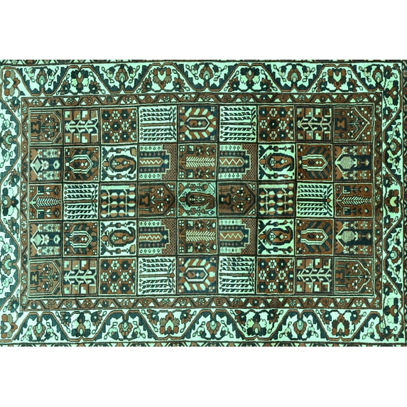 Ahgly Company Machine Washable Indoor Rectangle Persian Turquoise Blue Traditional Area Rugs, 8' x 10'