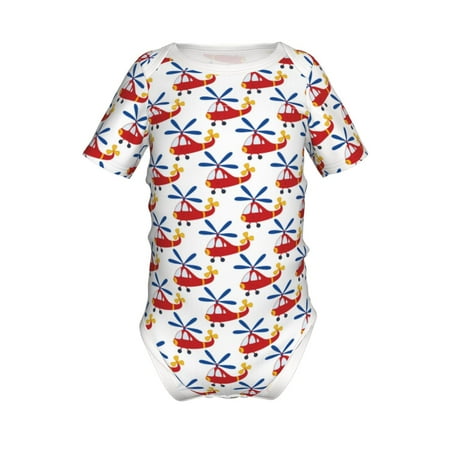 

Junzan Cartoon Helicopter Print Short-Sleeve Baby Climbing Clothes Bodysuits for Infant One-Piece for Baby Boys & Girls Baby Clothes Baby Romper with Snap Closure-2 Years