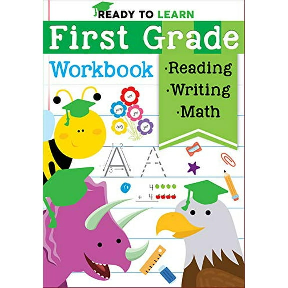 Pre-Owned Ready to Learn: First Grade Workbook: Fractions, Measurement, Telling Time, Descriptive Writing, Sight Words, and More! (Paperback) 1645173364 9781645173366