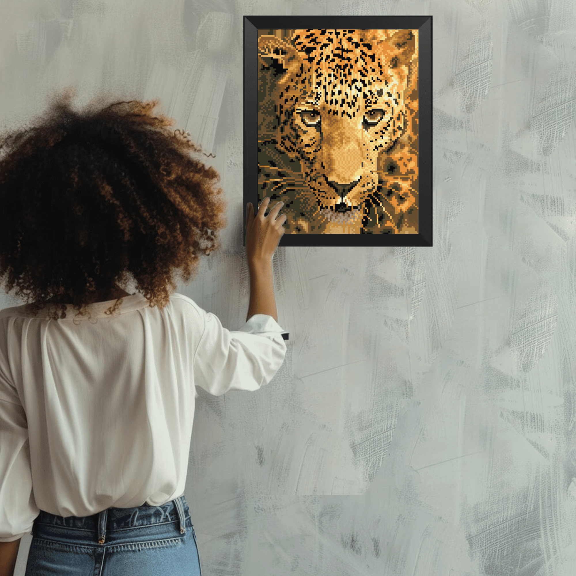 Diamond Dotz Jaguar Prowl with Frame Animal Diamond Painting Kits for Adults - Diamond Art Kits a Relaxing Creative Craft Kit with Dotz Gems 10.8"x14"