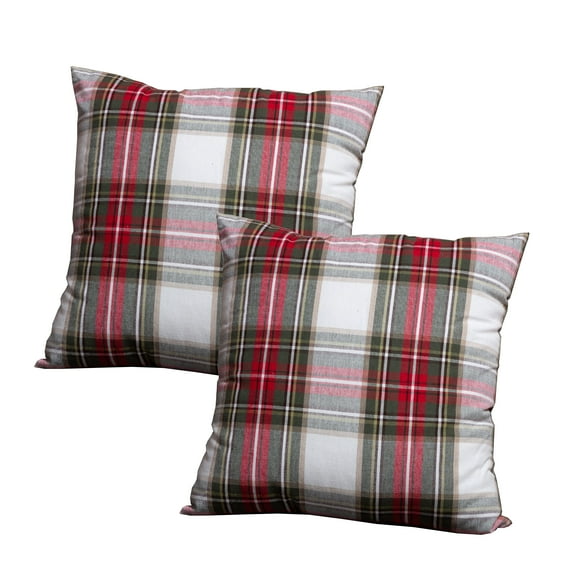 Fabstyles Celebration Plaid 2 Piece Cushion Set with 100% Cotton Cover