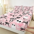 thumbnail image 3 of Manfei Kawaii Halloween Ghost Twin Sheet Sets,Black Bowtie Ribbon Twin Fitted Sheet,Horror Skeleton Spider Webs Flat Sheet For Girls Boys,Super Cozy Room Decor,3 Pieces, 3 of 7