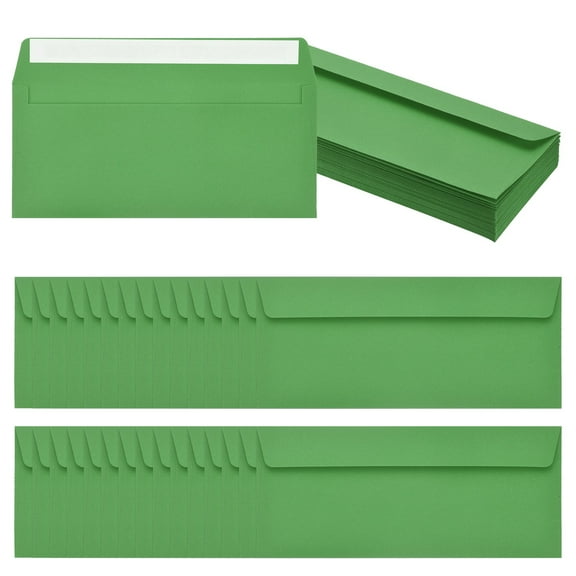 Uxcell 60 Pack Light Dark Green #10 Business Envelopes, Colored Self Seal Letter Size