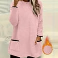 thumbnail image 2 of Women's Fleece Sweaters Causal Crewneck Sweatshirts Trendy Soft Fuzzy Sweater Long Sleeve Pullover Tops with Pockets (XL, Pink), 2 of 5