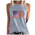 thumbnail image 2 of Wycnly Womens 4th of July Tank Tops Independence Day Patriotic Loose Comfy Racerback Shirts Vest Summer Fashion American Flag Print Round Neck Sleeveless Blouse Gray xxl, 2 of 5