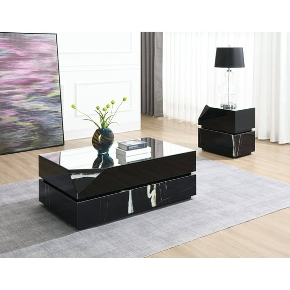 Acme Furniture Drisana Coffee Table, Black Mirrored Finish