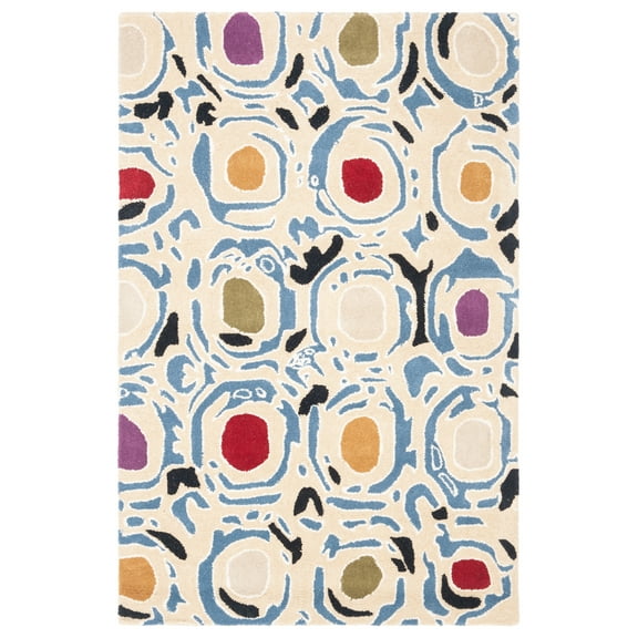 SAFAVIEH Soho Venice Geometric Area Rug, Ivory/Multi, 3'6" x 5'6"