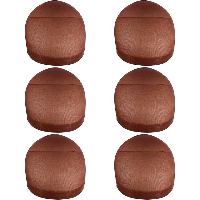 BRILLAR Gorro de peluca de nailon transpirable - 6 piezas (marrón)