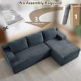 thumbnail image 3 of 96" Boneless Cloud Couch with Chaise, Modular Sectional Sofa for Living Room, No Assembly Required, Deep Seat Corduroy Couch, Dray Gray, 3 of 8