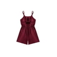 thumbnail image 1 of Kmbangi Kid Girls Casual Playsuit Spaghetti Straps Sleeveless Solid Color Ruffle Short Jumpsuit, 1 of 7
