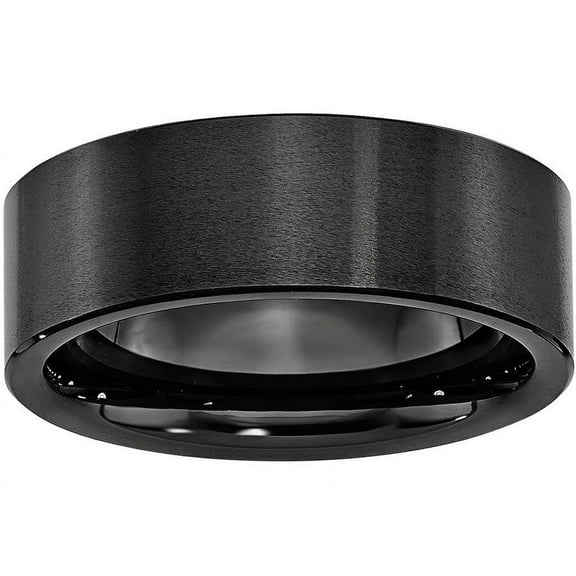 Black Ceramic Flat 8mm Brushed Band