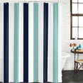 thumbnail image 3 of Turquoise Navy Blue Striped Waterproof Fabric Shower Curtain,Farmhouse Stripe Art Waterproof Fabric Shower Curtain for Bathroom Curtains Bathtubs Hotel Shower Curtains with 12 Hooks Extra Long 72x84, 3 of 8