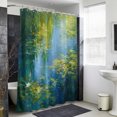 thumbnail image 4 of Green Blue Pond Shower Curtain - Water Repellent Fabric Shower Curtains Washable, Vibrant Oil Painting Cottagecore Decorative Polyester Cloth Bathroom Curtains Modern Bath Decor 36"x72", 4 of 8