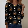 thumbnail image 2 of Garbnen S-5XL Halloween Shirts for Women Long Sleeve Funny Pumpkin Ghost Spooky Women Graphic T Shirt Plus Size Holiday Pullover Tops for Women Red 5XL, 2 of 7