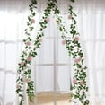 thumbnail image 5 of 3.Ft Artificial Pink Rose Garland, Fake Rose Vine Floral Garland, Pink Rose Flower Garland, Silk Hanging Rose Flower Vines for Wedding Party Garden Home Table Wall Decor, 5 of 5