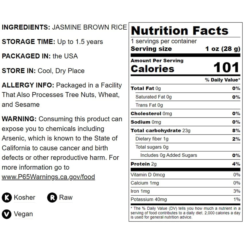 Jasmine Brown Rice, 24 Pounds — Kosher, Raw, Vegan — by Food to Live