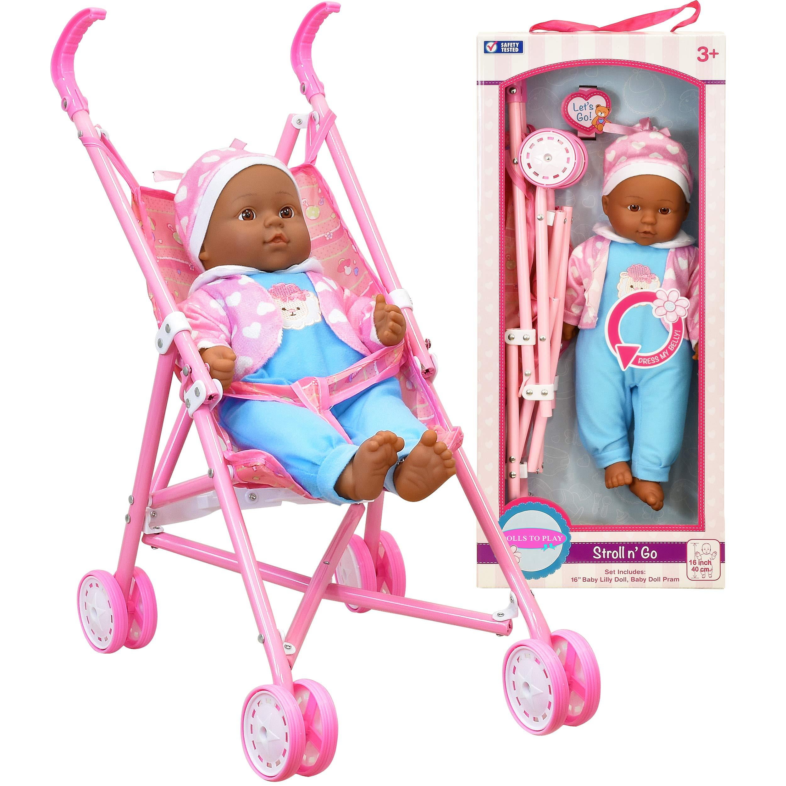 New Baby Kid First Doll Stroller Buggy Pushchair Pram Girls Toy Set Gift 
