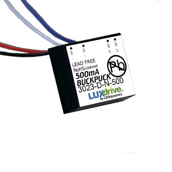 LuxDrive Wired BuckPuck - 500mA Constant Current LED Driver without Dimming