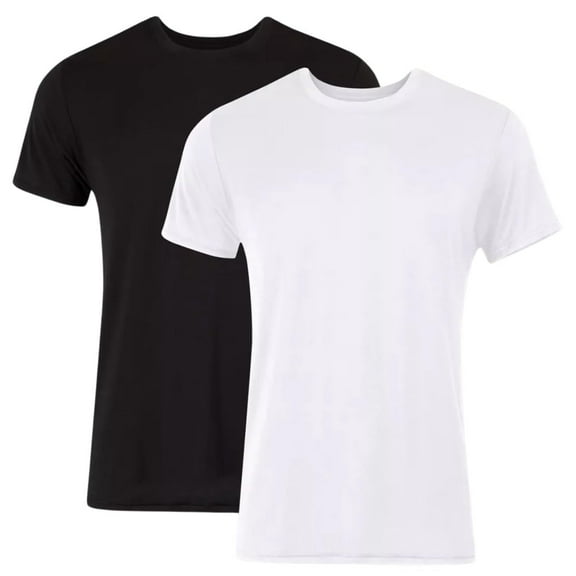 Hanes Ultimate Men's Originals Supersoft T-Shirt, Viscose from Bamboo Undershirt, 2-Pack, Black/White-2 Pack