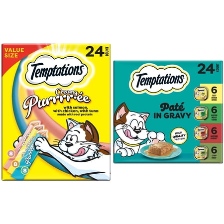 Bundle & Save: Temptation Creamy Puree Chicken, Salmon & Tuna and Temptation Pate in Gravy Vareity Pack Food