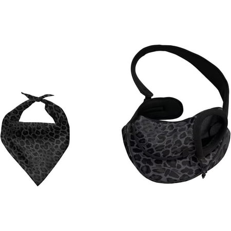 Hgudesign Leopard Print Front Sling Puppy Carrier  Brown Cheetah Travel Dog Bandanna with Pet Carrier Bag for Small Dog s Outdoor Hands Free Pet Carrier Backpack Scarf 2 Packs Set