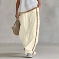 thumbnail image 5 of Lenpel Wide Leg Pants for Women Lounge Fashion Side Button Block Color Baggy Trousers Loose Comfy Elastic Waist Slacks, 5 of 5