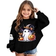 thumbnail image 2 of Tfken Girls Halloween Sweatshirt Ghost Pumpkin Graphic Print Pullover Crew Neck Long Sleeve Fall Winter Soft Comfortable Casual Wear Festival Party Tops Size,3-10 Years Black, 2 of 4