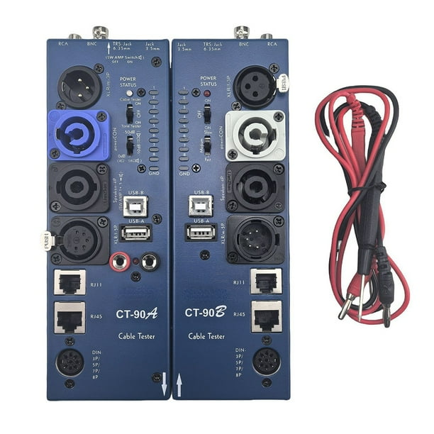 Comprobador de Cables de Audio Multifunción Desmontable CT-90AB, 16 en 1, Pantalla Digital, Comprobador Automático de Cables XLR Totalmente Automático.