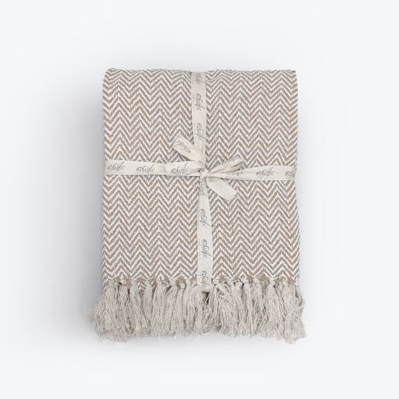 Audley Chevron Herringbone Couch Throw Blanket - 100% Cotton