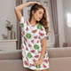 thumbnail image 3 of Disketp Hand Drawn Watermelon para Camisón Corto de Manga Corta para Mujeres, Camisón Cómodo con Escote Redondo, Bonito y Confortable, 3 of 6