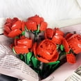 thumbnail image 2 of Rose Building Blocks Flower Bundle Assembled Model Girl Valentine‘s Day Gift Home Decoration Eternal Flower Holiday Toys, 2 of 7