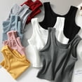 thumbnail image 4 of Women's Sleeveless Shirt Side Ruched Scoop Neck Basic Crop Tank Top, 4 of 5