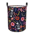 thumbnail image 1 of Balery Dancing Skeletons Floral Garden Cesta de ropa redonda con asas, impermeable, independiente, para ropa, juguetes, dormitorio y familia-Medium, 1 of 6