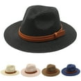 thumbnail image 2 of Summer Beach Straw Hat Jazz Panama Trilby Fedora Hat Gangster Cap,UV Protection Unisex, 2 of 8