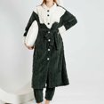 thumbnail image 2 of Elainilye Fashion Robes For Women Nightgowns Casual Comfortable Winter Oversized Thickened Fleece Homewear Bathrobe Set,Green, 2 of 9
