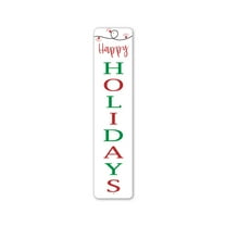 Happy Holidays Porch Aluminum Metal Decor Sign - 4x18 inches