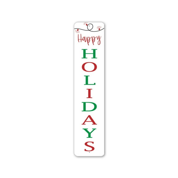 Happy Holidays Porch Aluminum Metal Decor Sign - 4x18 inches