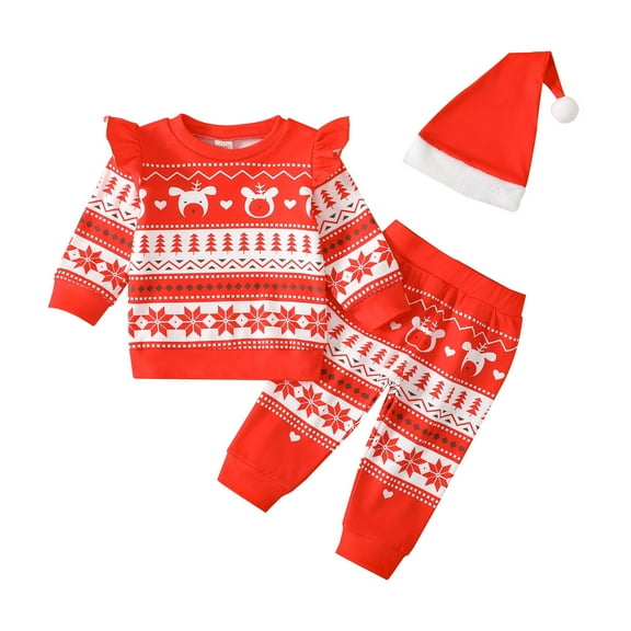 RIJOPUTY Baby Boy First Christmas Outfit Christmas Onesie Newborn 4t Girls Christmas Size 12 Boys Clothes Little Girl Outfits My First New Years Baby, Red 12-18 Months