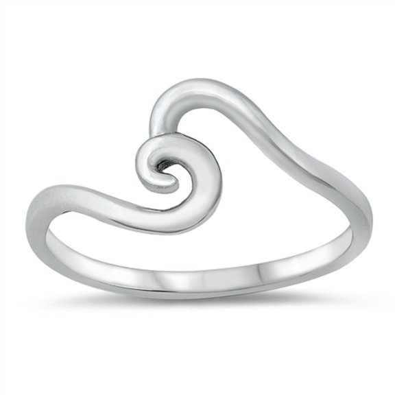 Sterling Silver Swirl Wave Ring Size 10