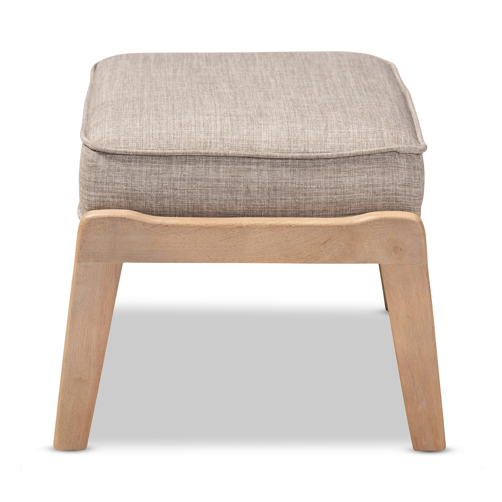 Baxton Studio Sigrid Mid-Century Modern Light Grey Fabric Upholstered Antique Oak Finished Wood Ottoman