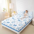 thumbnail image 4 of spefrowx Cartoon Coastal King Sheets for Kids, Blue Shell Starfish Bowknot Bedding, 4 Pieces, 1 Flat Sheet, 1 Fitted Sheet and 2 Pillowcases, 4 of 6